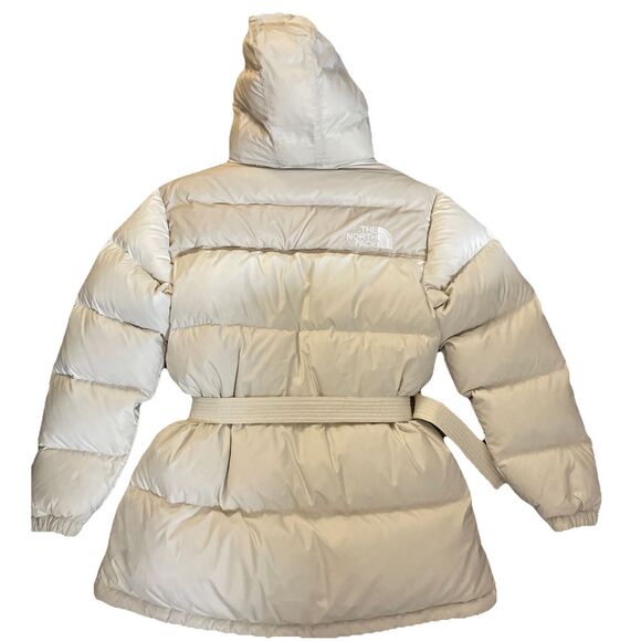 Womens The North Face Nuptse Belt Mid 700-Down Insulated Hooded Jacket White S - Picture 8 of 8
